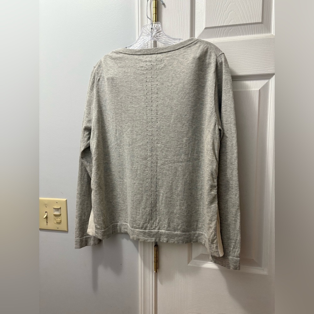 Title Nine Slack Tide Merino Wool/Cotton Gray/White Sweater Size Large - Picture 2 of 5